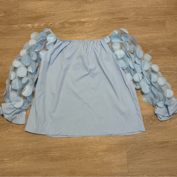 Chicme Light Blue Blouse with Sheer Sleeves Size XL - Picture 2 of 3